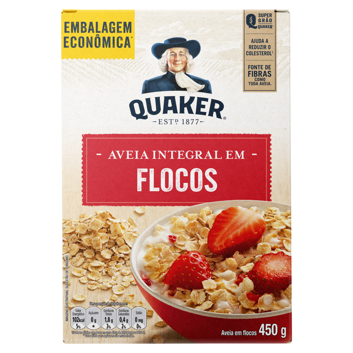 Aveia Integral em Flocos Quaker 450g