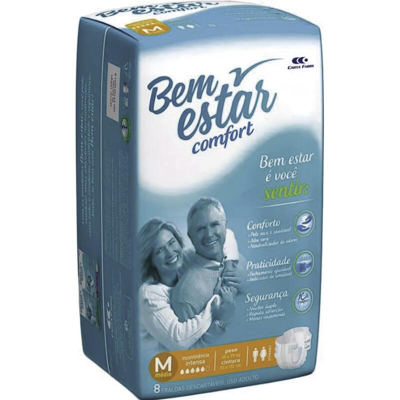 Fralda Geriátrica Bem Estar Comfort - M 8 un