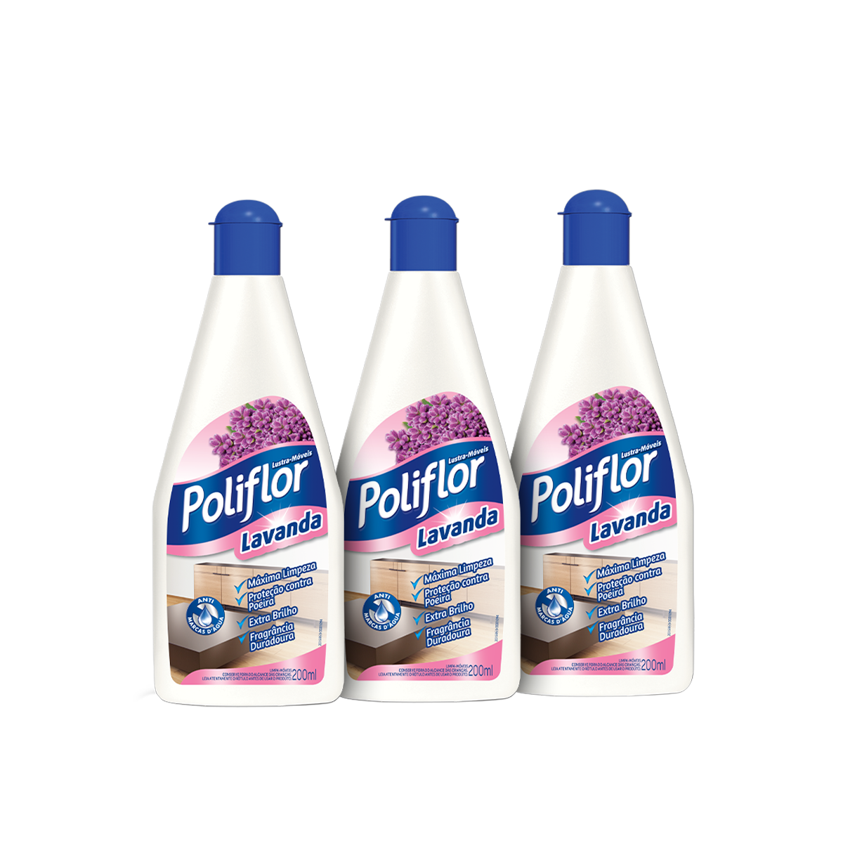 Kit com 3 Lustra Móveis Poliflor Lavanda 200ml