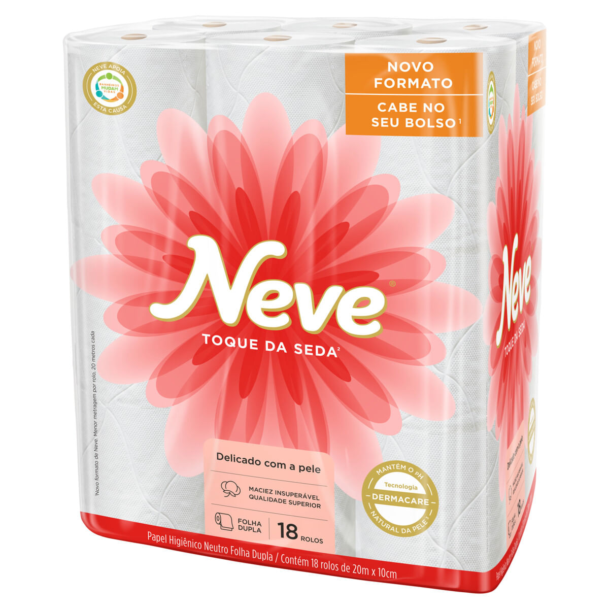 Papel Higiênico Neve Folha Dupla Neutro 20m com 18 Rolos