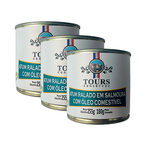 Kit 3x: Atum Ralado Em Óleo Tours 255g