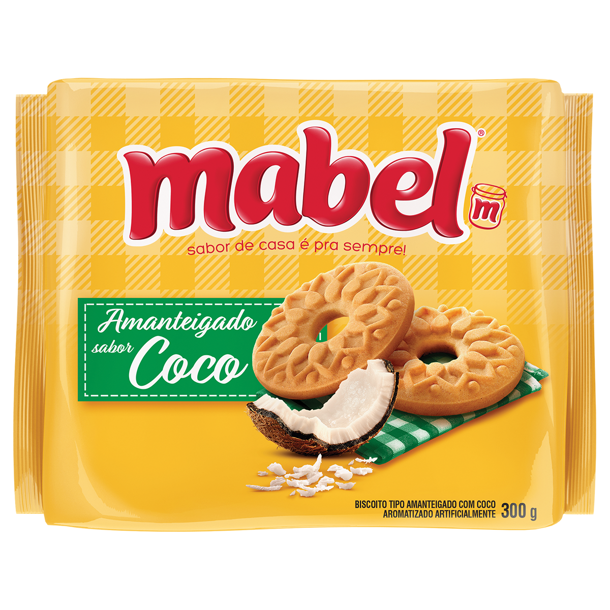 Biscoito Amanteigado Coco Mabel Pacote 330g