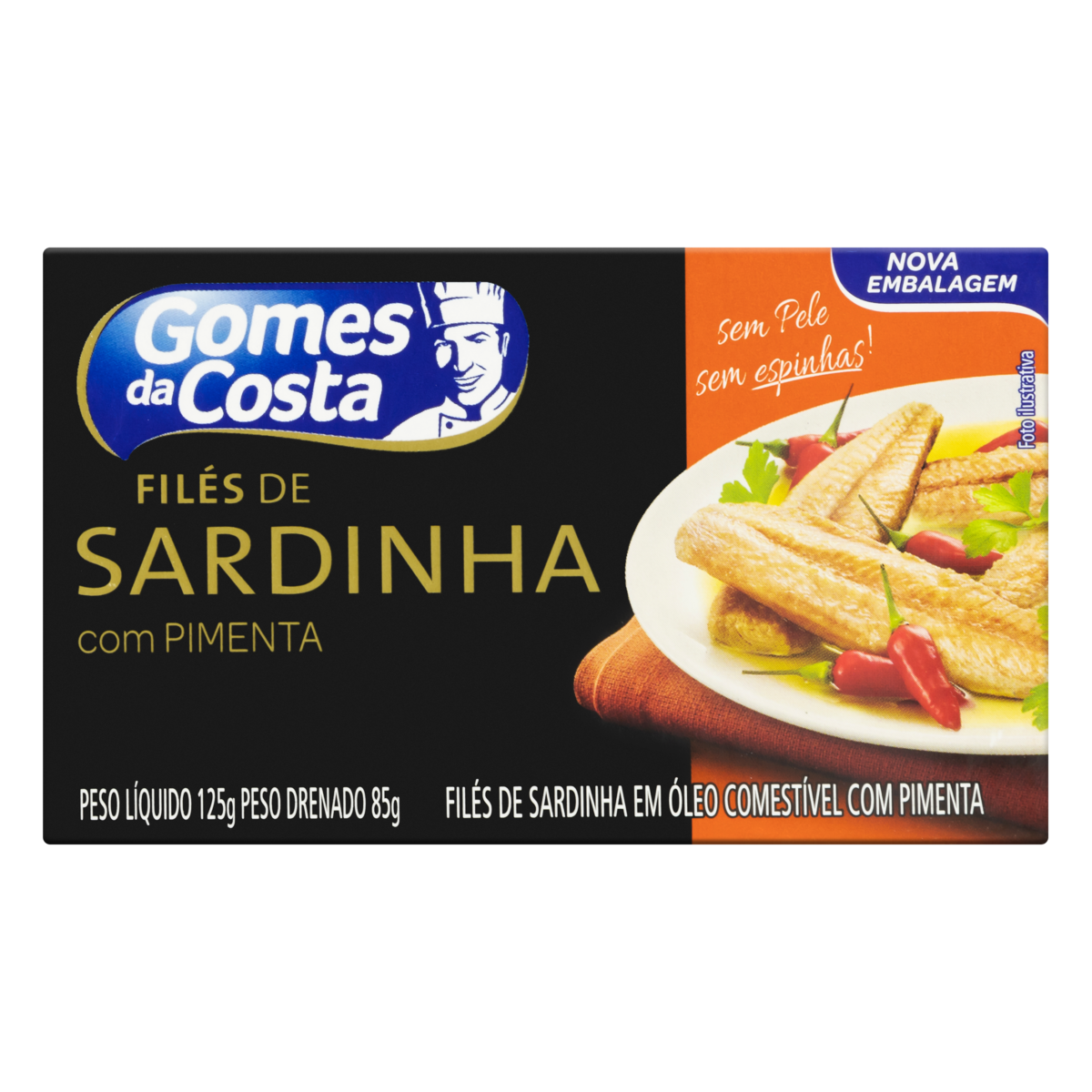 Filé de Sardinha com Óleo com Pimenta Gomes da Costa Caixa 125g