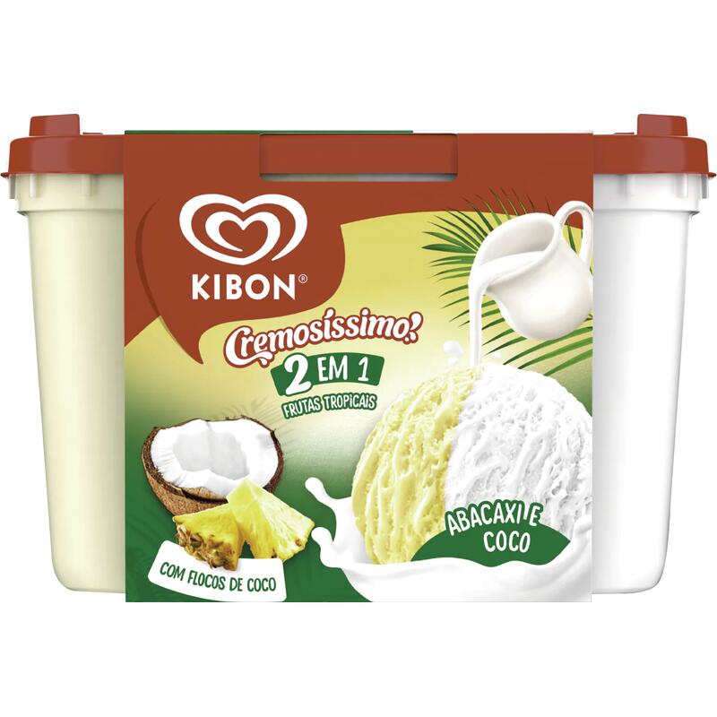 Sorvete 2 em 1 Kibon Tropical 2L