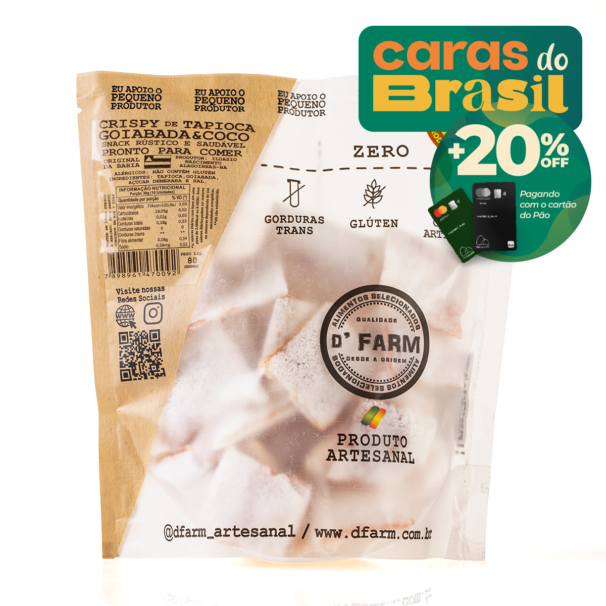 Crispy Tapioca Goiabada e Coco DFarm 80G