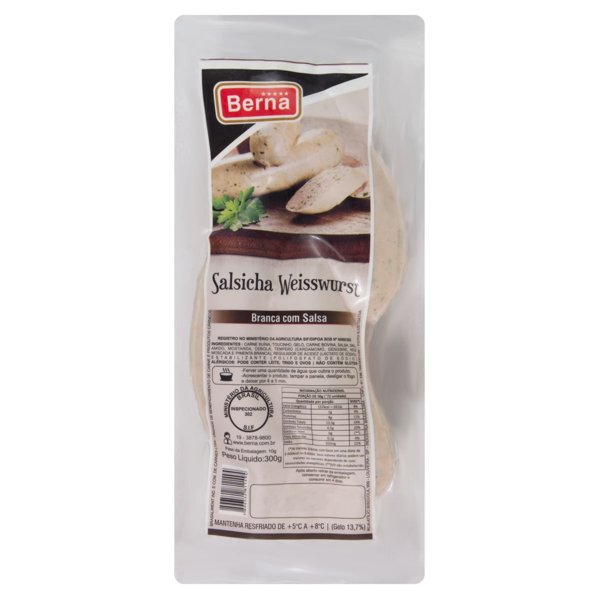 Salsicha Branca BERNA Salsa Weisswurst 300g