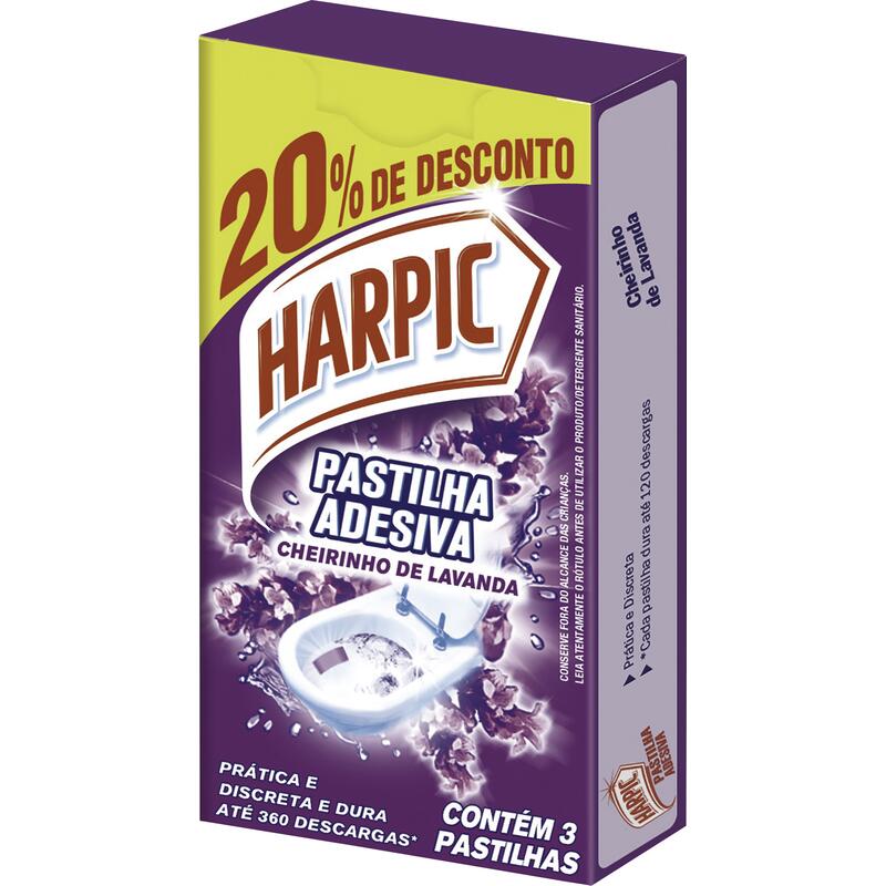 Desdorante Sanitário Harpic Pastilha Adesiva Lavanda 7,2g