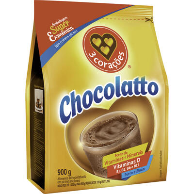 Achocolatado 3 Corações 900g - Chocolatto - Sachê