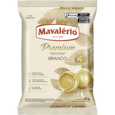 Cobertura de Chocolate Gotas Mavalério Prem Branco 1,01kg