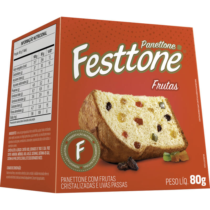 Mini Panettone Festtone Frutas 80g