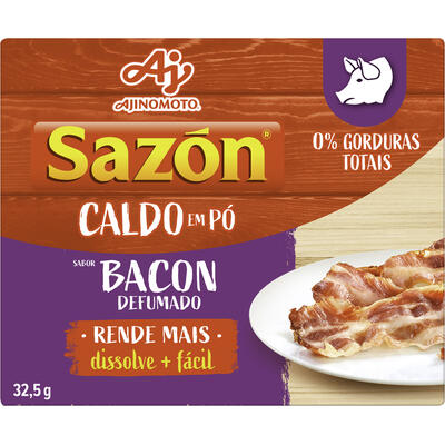 Caldo Pó Bacon Defumado Sazón Caixa 32,5g 5 Unidades