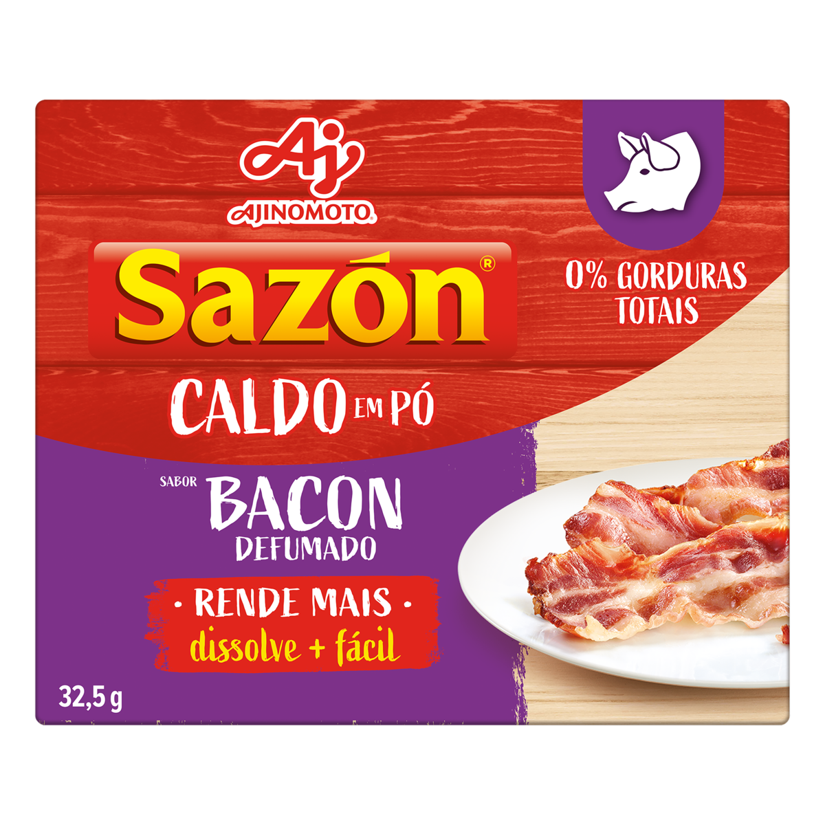 Caldo Pó Bacon Defumado Sazón Caixa 32,5g 5 Unidades