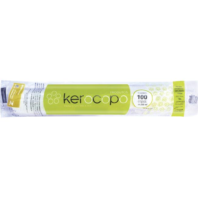 Copo Plástico Desc Kerocopo Branco/ABNT 200ml 100un