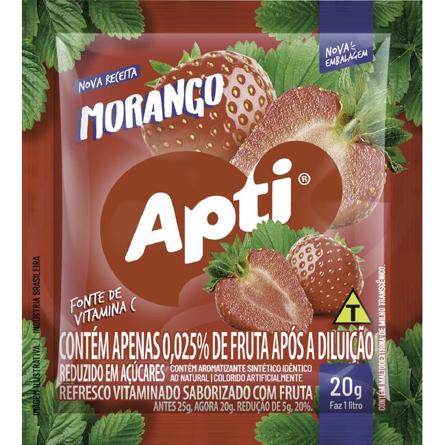 Refresco em Pó Apti Morango 20g