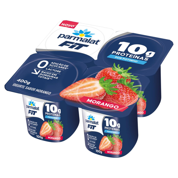 Iogurte PARMALAT Fit Morango 10g de Proteínas Sem Açúcares e Lactose 400g