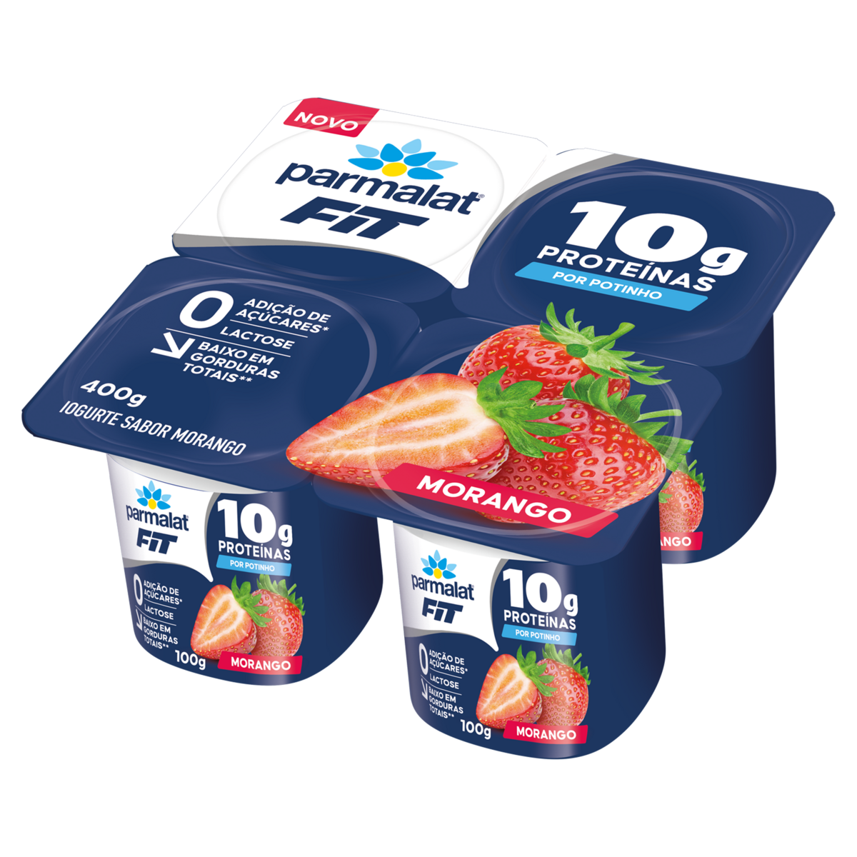 Iogurte PARMALAT Fit Morango 10g de Proteínas Sem Açúcares e Lactose 400g