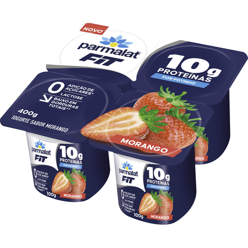 Iogurte PARMALAT Fit Morango 10g de Proteínas Sem Açúcares e Lactose 400g