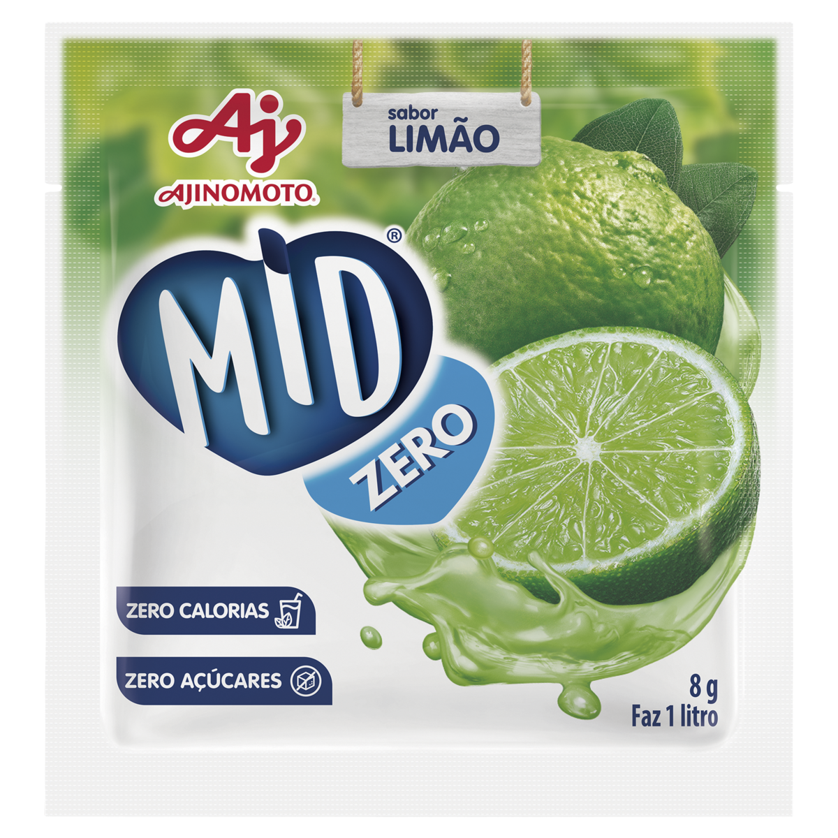 Refresco em Pó Limão Mid Zero Pacote 8g