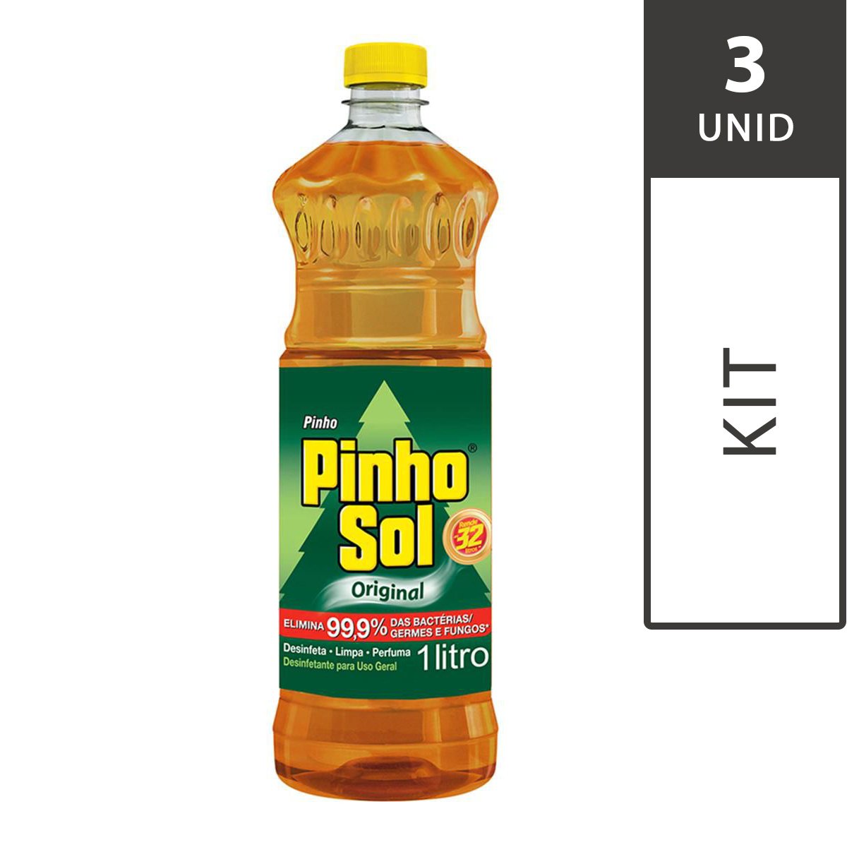 Kit com 3 Desinfetantes PINHO SOL Original 1 Litro Cada