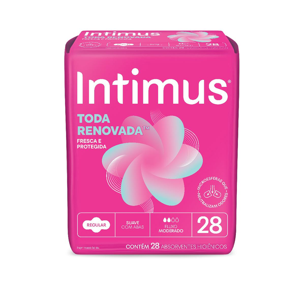 Absorvente Higiênico INTIMUS Toda Renovada Dia Suave com Abas com 28 Unidades