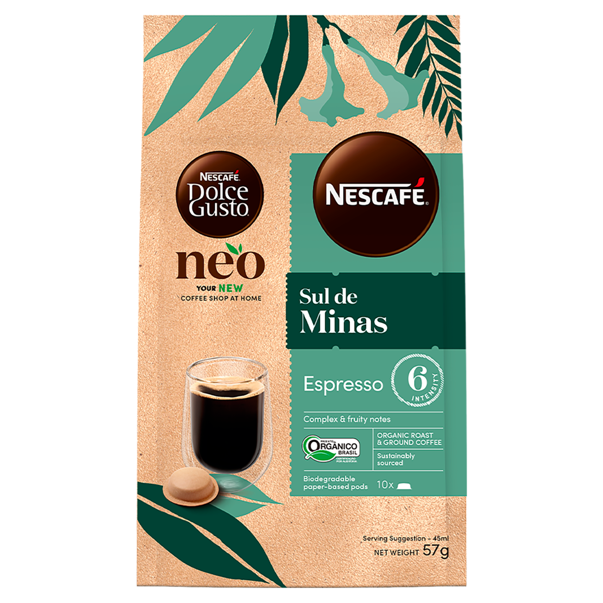 Café em Cápsula Torrado e Moído Orgânico Espresso Sul de Minas Nescafé Dolce Gusto Pacote 57g 10 Unidades