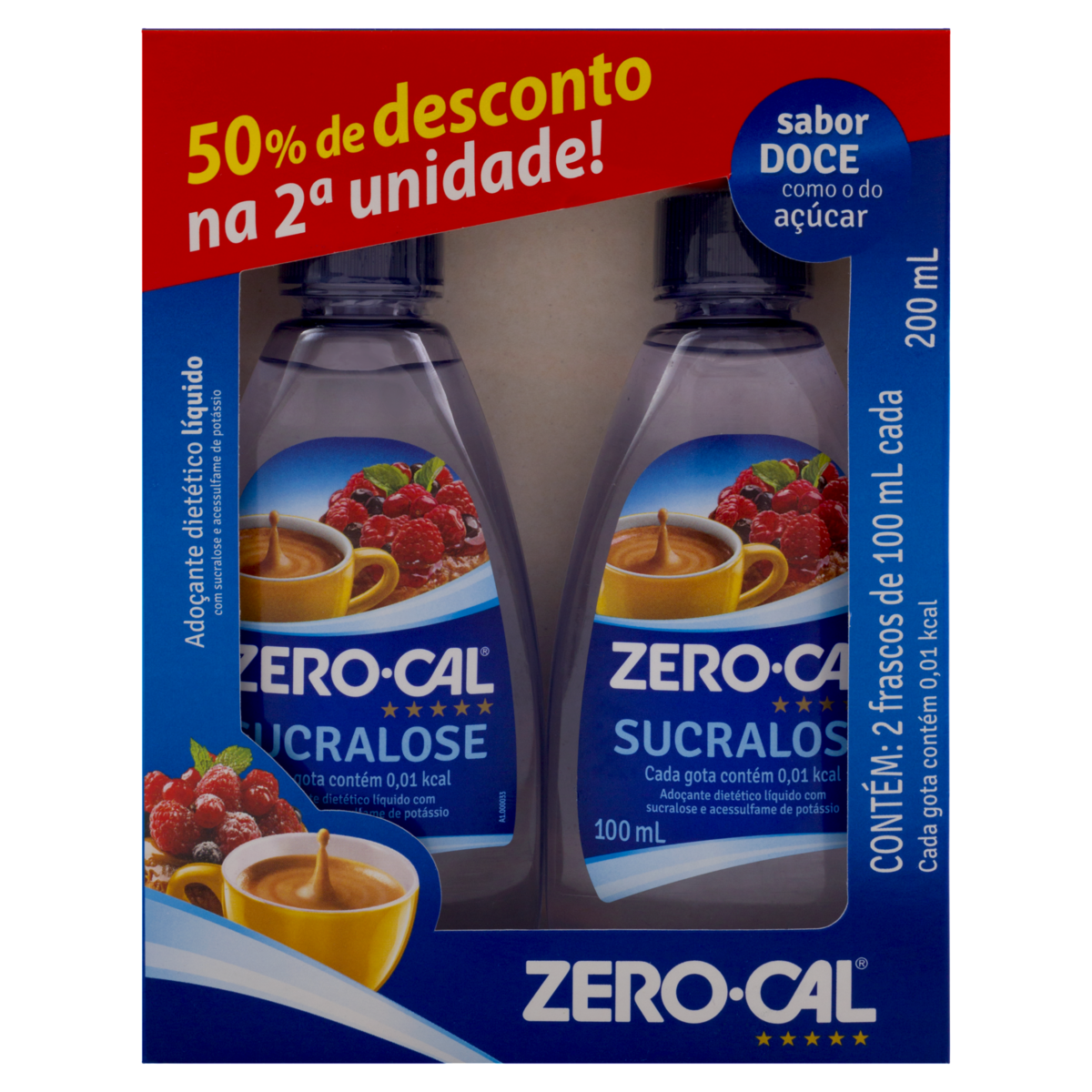 Adoçante Zero Cal Sucralose 100ml 50% de Desconto na 2ª Unidade