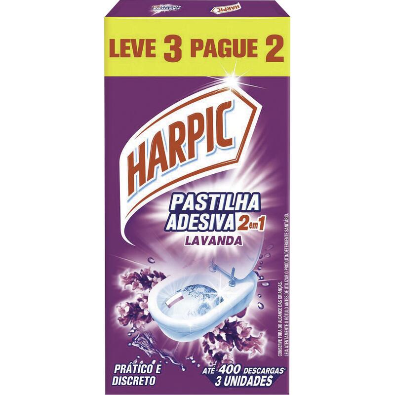 Desodorante Sanitário Harpic Pastilha - Lavanda 3 un