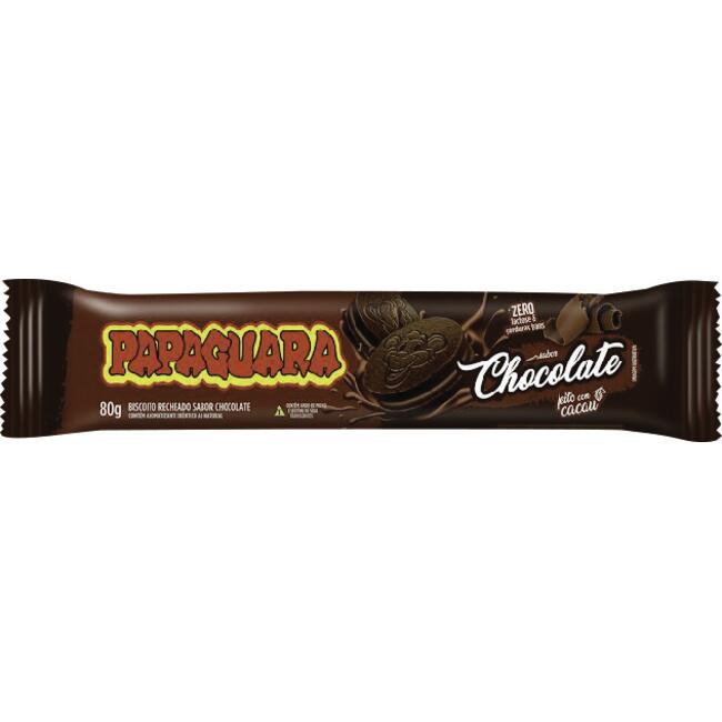 Biscoito Recheado Papaguara Chocolate 80g