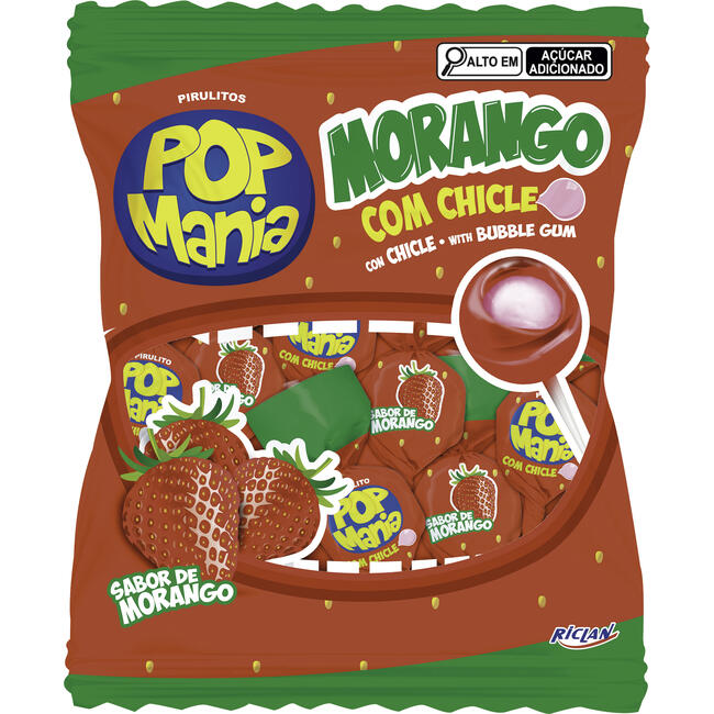 Pirulito Riclan Pop Mania Morango 500g