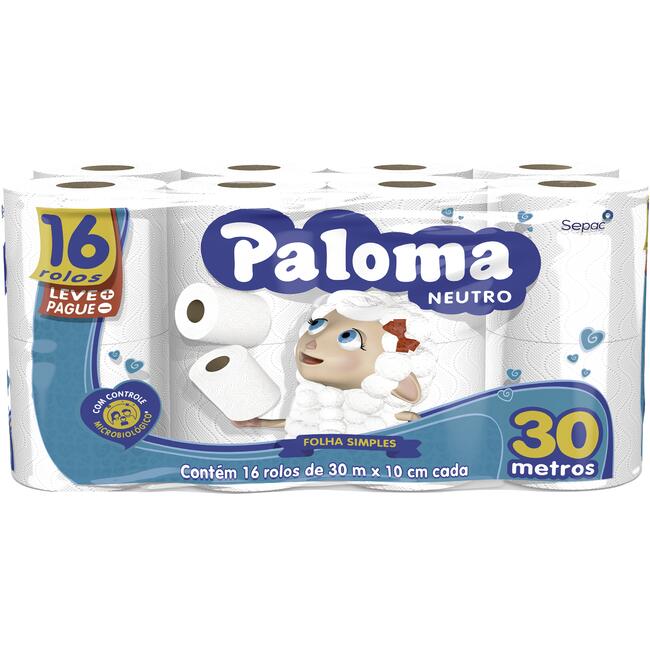 Papel Higiênico Paloma Folha Simples 30m 16 rolos