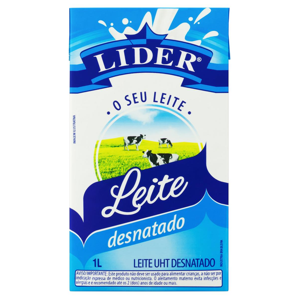Leite Lider UHT 1 Litro - Desnatado - TP