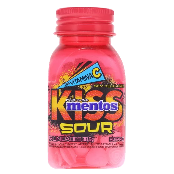 Pastilha Mentos Kiss Sour 38,5g - Morango