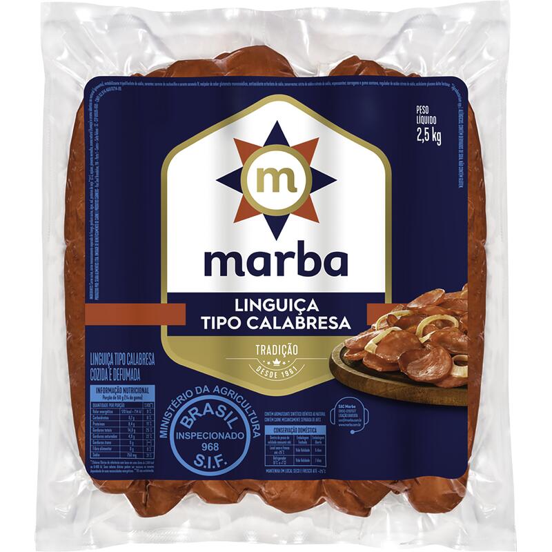 Linguiça Calabresa Marba Resfriada Defumada 2,5kg