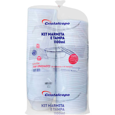 Pote Marmitex Cristaltampa 1100ml 50 potes