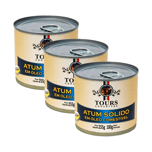 Kit 3x: Atum Sólido Em Óleo Tours 255g