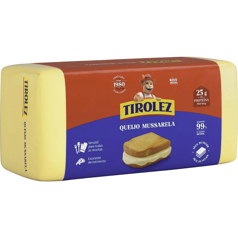 Queijo Mussarela Tirolez F2 Preço por quilo na peça
