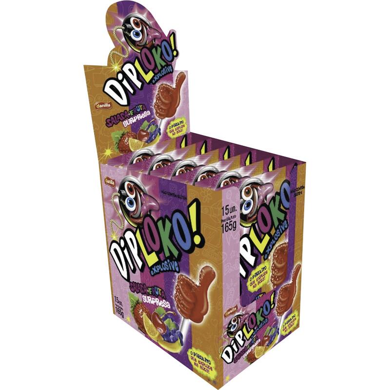 Pirulito Explosive Dip Loko Salada de Frutas 15x11g