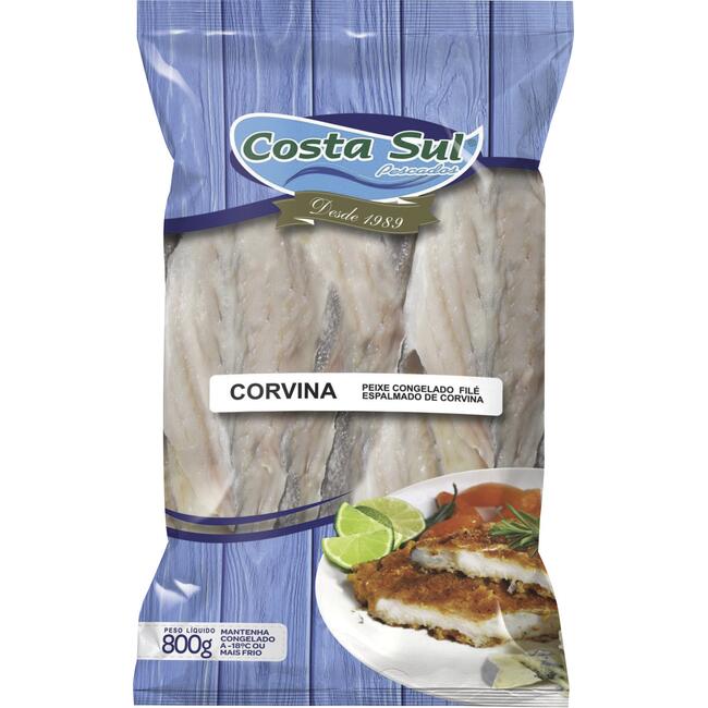 Peixe Filé de Corvina Espalmado Costa Sul Congelado 800g