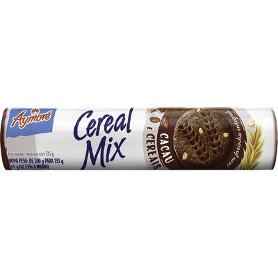 Biscoito Integral Cacau e Cereais Aymoré Cereal Mix Pacote 135g