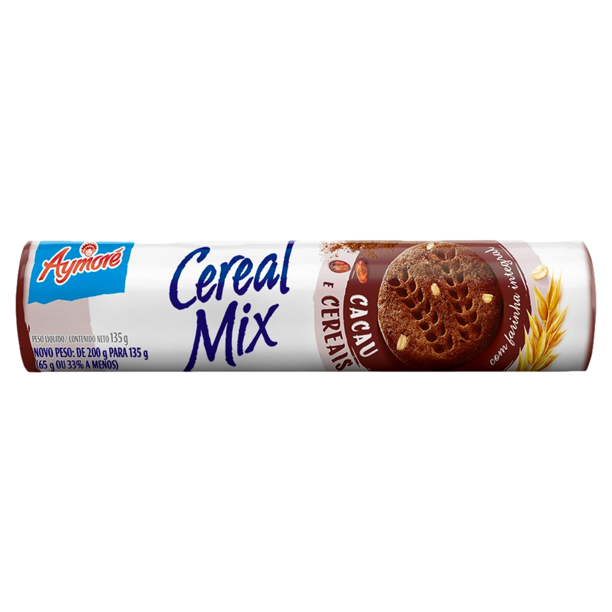 Biscoito Integral Cacau e Cereais Aymoré Cereal Mix Pacote 135g