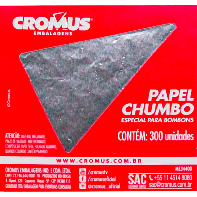 Folha Papel Chumbo Cromus Prata 8x7,8cm 300un