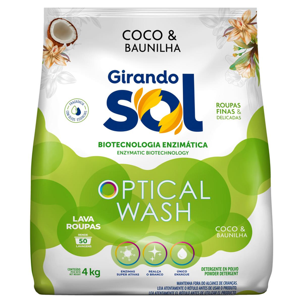 Sabão em Pó Girando Sol 4kg - Coco e Baunilha - Sachê