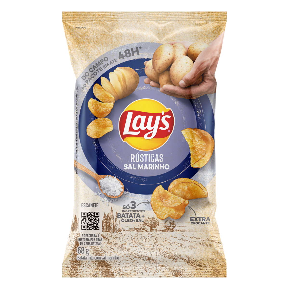 Batata LAY'S Rústica Sal Marinho Pacote 68g
