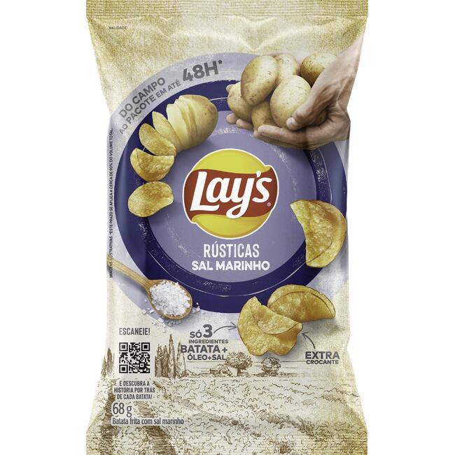 Batata LAY'S Rústica Sal Marinho Pacote 68g