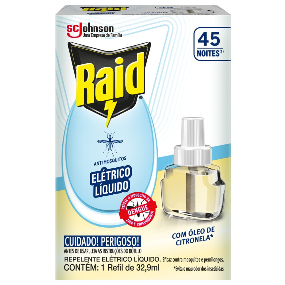 Refil Elétrico RAID 45 Noites Com Óleo de Citronela 32.9ml