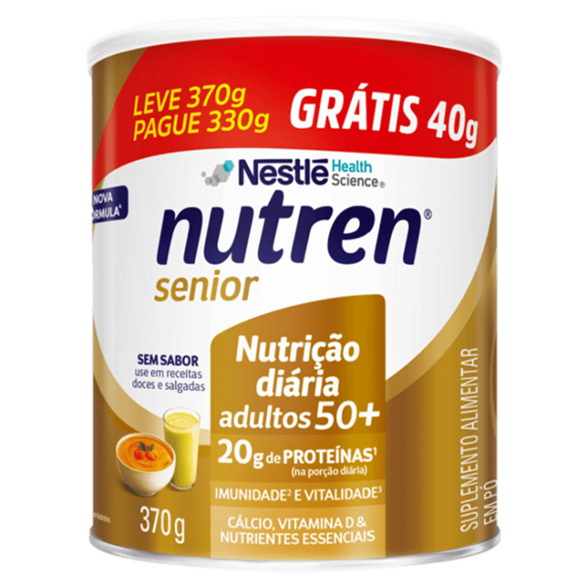 Complemento Alimentar NUTREN Senior Sem Sabor Leve 370g Pague 330g