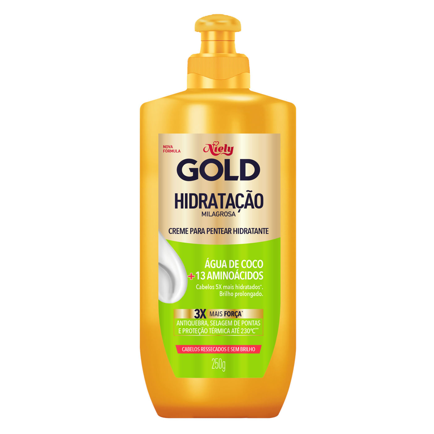 Creme para Pentear NIELY GOLD Hidratação Milagrosa Água de Coco + Extrato de Babosa 250g