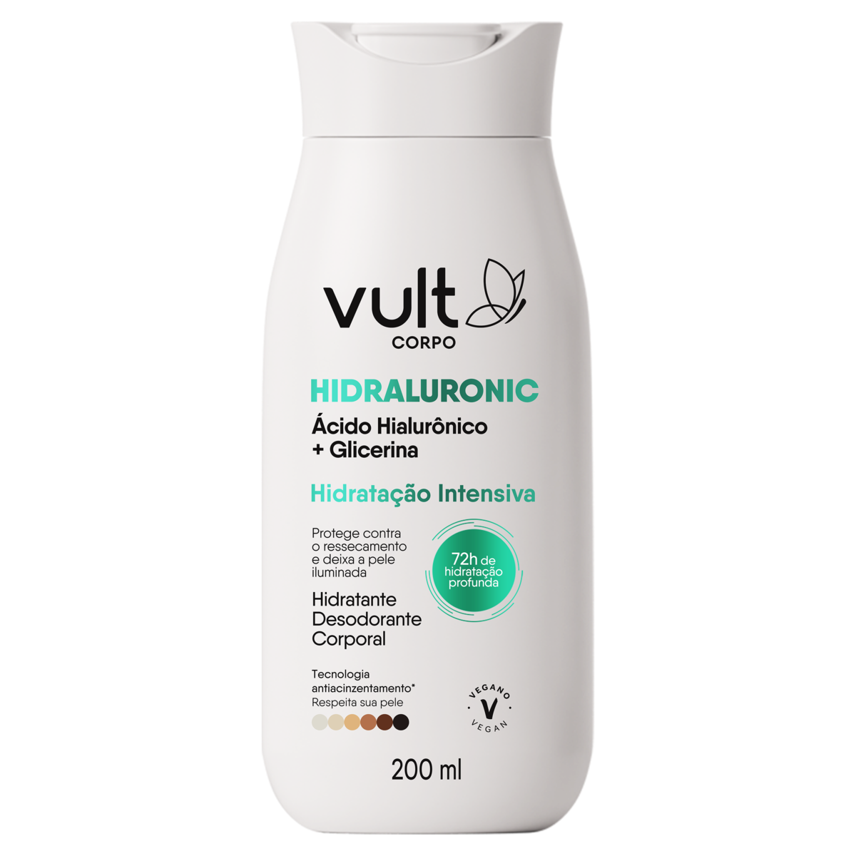 Desodorante Hidratante Corporal Hidratação Intensiva Vult Corpo Hidraluronic Frasco 200ml