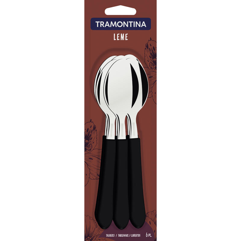 Colher de Mesa Tramontina Leme Preto 6 pcs