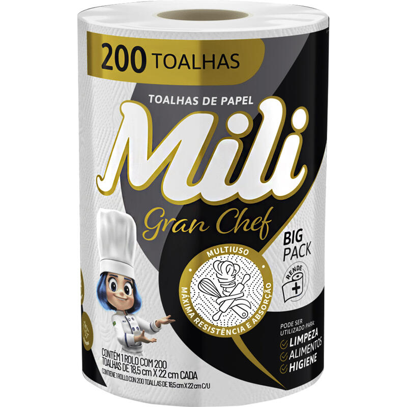 Toalhas de Papel Mili Gran Chef 200 Folhas